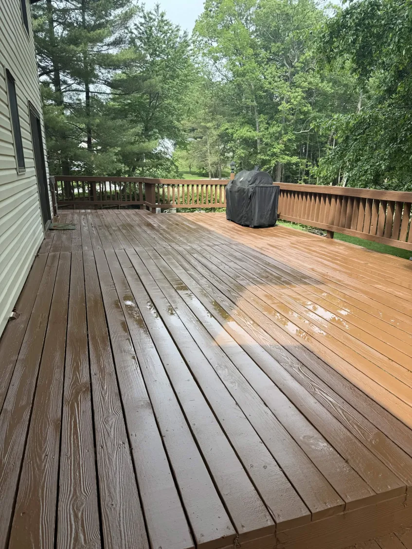 Freshly cleaned wood deck